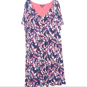 Roz & Ali Floral V-neck Short Sleeve Midi Dress 22